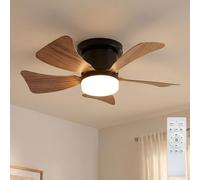 Globo Lighting Lampada da soffitto Hines 03609H 1x9W LED con ventilatore e telecomando nero-legno
