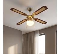 Ventilatore da Soffitto Plafoniera Vetro Interruttore Vor-Rücklauf 3-Stufen [EEK: Non valutato]