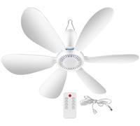 Ventilatore Da Soffitto Portatile for Crociera, Ventilatore Da Soffitto Pieghevole for Crociera Con Telecomando, 4 Velocità, 6 Pale, for Camper, Cabina Da Campeggio