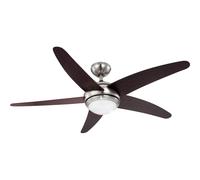 Ventilatore da soffitto raffreddatore per ambienti ventilatore da soggiorno, marrone argento, LED RGB telecomando intelligente dimmerabile 3 velocità, 1x 5W 470Lm 2700-6400K, D 132 cm