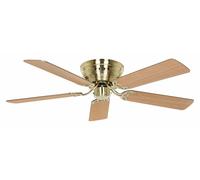 Ventilatore da Soffitto Senza Luce Piatto Classic 132 CM Ottone Faggio