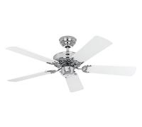 Ventilatore da Soffitto Senza Luce Ventola Cromo & Bianco Classic Royal 103 CM