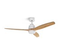Ventilatore da soffitto Ufesa Nepal con 3 pale in legno, luce dimmerabile, 6 velocità, telecomando