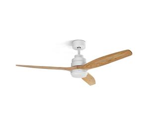 Ventilatore da soffitto Ufesa Nepal con 3 pale in legno, luce dimmerabile, 6 velocità, telecomando