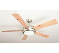 Ventilatore da Soffitto Ursa Nichel con Luce e Telecomando Bianco/Pino 132 CM