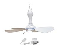 Ventilatore da soffitto USB, ventilatore portatile sospeso silenzioso a 6 pale - Basso rumore, velocità e timer regolabili, alimentato tramite USB o adattatore CA per camera da letto, ufficio, tenda
