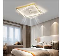 Ventilatore da soffitto Ventilatore a LED Plafoniera Quadrata Luce silenziosa Dimmerabile con Telecomando Camera da Letto Sala da Pranzo Soggiorno Deluxe 55CM Nero Oro (Oro)