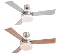 Ventilatore da soffitto Ventilatore con telecomando Illuminazione Lampada da soffitto Telecomando Metallo Vetro MDF Pale con ritorno in avanti reversibili Globo Alana 0333