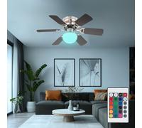 Ventilatore da Soffitto Ventilatorleuchte Lampada LED RGB Telecomando Regolabile [EEK: F]
