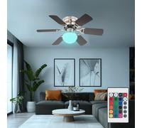 Ventilatore da Soffitto Ventilatorleuchte Lampada LED RGB Telecomando Regolabile [EEK: F]