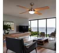 Ventilatore da Soffitto Ventola LED Reversibile Vor-Rücklauf Telecomando Legno [EEK: F]