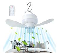 Ventilatore da Soffitto Wireless - USB ricaricabile 1800 mAh 3 velocità con luce - Ventilatore A Soffitto Da Campeggio Per Tenda - per Camera Giardino Tettoia Box Garage Balcone Camper Campeggio Escur