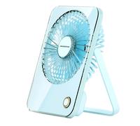 Ventilatore da tavolo 3 pollici, 5 pale, 3 velocità, 3600mAh, blu