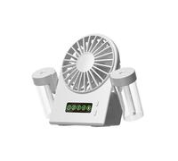 Ventilatore da Tavolo A Doppio Spruzzo, Umidificatore 2 In 1, USB, Portatile, Display Digitale, Integratore D'Acqua, 1200 MAh, Bianca