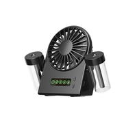 Ventilatore da Tavolo A Doppio Spruzzo, Umidificatore 2 In 1, USB, Portatile, Display Digitale, Integratore D'Acqua, 1200 MAh, Nero