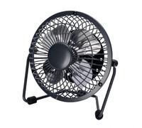 Ventilatore da tavolo Buleries, elegante e compatto in nero. Con 2,5 W di potenza e USB, misura 14,8 x 14,2 x 7,6 cm. Regolabile per un flusso d'aria ideale in qualsiasi spazio.