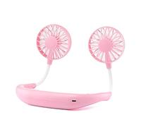 Ventilatore Da Tavolo Mini ventilatore da collo Portatile da appendere USB ricaricabile Dual Fan Air Cooler Mini Summer Outdoor Sports Fans(Pink)