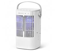 Ventilatore da tavolo portatile da 8 W, ventilatore ricaricabile con umidificatore, serbatoio dell'acqua da 350 ml, 3 velocità, luce LED, regolazione multiangolo 90°, basso rumore, maniglia per il