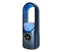 Ventilatore da tavolo senza foglie, umidificatore, ventilatore di raffreddamento senza foglie, 6 livelli di velocità, depuratore d'acqua da 100 ml, timer per auto, per dormitori e camere da letto (blu