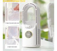 Ventilatore da tavolo senza lama con umidificatore d'aria Temporizzazione 1-6 ore Condizionatore d'aria portatile estivo Dispositivo di raffreddamento del vento forte per l'ufficio della camera da gre
