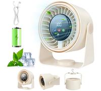 Ventilatore da Tavolo Silenzioso, Ventilatore USB Potente a Batteria Ricaricabile 3 in 1 Ventilatore Portatile 5 Velocità 360° Regolabile Ventilatore da Scrivania per Campeggio Ufficio Cucina Camper
