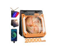Ventilatore da tavolo solare da 20000 mAh, silenzioso, con 3 velocità, ricaricabile, portatile, ideale per casa e ufficio durante l'estate.