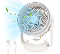 Ventilatore da Tavolo Ultra-Silenzioso, GuKKK Ventilatore di Circolazione Dell'aria, 5400mAh Ventilatore da Scrivania USB Ricaricabile, Ventilatori Desktop Portatile 4 Velocità Oscillazione di 70°+90°