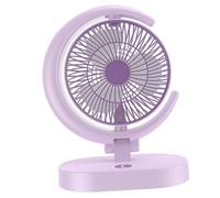 Ventilatore da Tavolo USB Piccolo, Ventilatore da Tavolo Silenzioso Portatile ABS Ricaricabile Alla Moda con Luce per Ufficio (PURPLE)