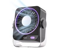 Ventilatore da tavolo USB | ricaricabile con display digitale e cinque velocità - Ventilatore portatile da tavolo - per appartamento, ufficio, scuola, aula, soggiorno, camera da letto, stanza