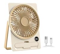 Ventilatore da tavolo | Ventilatore Da Scrivania Ricaricabile USB,Strumento Di Raffreddamento Con Schermo LCD, Design Sottile Tipo Di Carta E Silenzioso Per Studenti, Adolescenti E Adulti