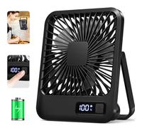 Ventilatore da tavolo, ventilatore portatile ricaricabile tramite USB, 180 ° Ventilatore personale pieghevole inclinabile con display di alimentazione, ventilatore da tavolo ultra silenzioso a 5 Black