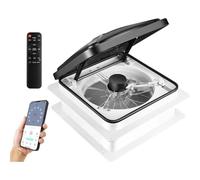 Ventilatore da Tetto, Ventilatore da tetto for camper, 10 velocità, termostato da 12 V, sensore pioggia, alimentato da telecomando e timer di controllo tite APP, 14" x 14" reversibile