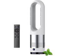 Ventilatore da torre caldo e freddo con telecomando, ventilatore domestico senza pale, ventilatore riscaldante da 1400 W, 8 velocità, timer da 8 ore, oscillazione a 80°, per interni, camera da white