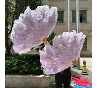 Ventilatore di piume di struzzo, ventaglio di piume di struzzo pieghevole, accessorio da mano per danza, multicolore, grande e piccolo, varie misure (21 Light Purple,Big Fan 1Pair(Two))