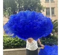 Ventilatore di piume di struzzo, ventaglio pieghevole in piume di struzzo, 13 ossa, rosa chiaro, multicolore, 100 - 130 cm, set da 1 o 2, per festa danzante, matrimonio (8 Royal Blue, 100 cm 1 mano