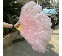 Ventilatore di piume di struzzo, ventaglio pieghevole in piume di struzzo, accessorio per danza a mano, multicolore, grande e piccolo, varie dimensioni (24 Light Pink,Small fan 1Pair(two))