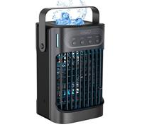 Ventilatore di raffreddamento for condizionatore portatile,mini unità di condizionamento con serbatoio da 700ml e maniglia,3velocità del vento e ventilatore portatile(Black)
