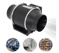 Ventilatore di scarico 220V Ventilatore silenzioso per condotto 2600 giri/min Estrattore per tubi per cucina Bagno WC Flusso d'aria 220m3/h, Nero
