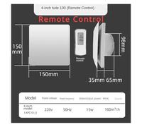 Ventilatore di scarico ad alta velocità da 4 pollici for WC, cucina, bagno, parete, finestra, estrattore, ventilatore con telecomando(Remote Control)