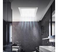 Ventilatore di scarico da bagno con luce a LED e valutazione sonora di 0,9 suoni, ottimizzato per spazi di 80 mq, costruzione in PVC, dimensioni di installazione standard (20,3 cm)