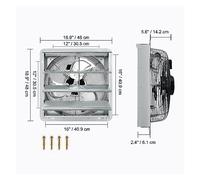 Ventilatore di scarico dell'otturatore 12 '' con regolatore di umidità della temperatura Motore EC/AC 940 CFM Ventilatore for soffitta regolabile a parete a 10 velocità,Risparmia Tempo(16in AC)