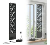 Ventilatore di scarico for finestra verticale senza attrezzi for finestre scorrevoli - Flusso d'aria reversibile a velocità continua, design impermeabile for casa e camera da letto(Black,14.96-17.32in)