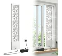 Ventilatore di scarico for finestra verticale senza attrezzi for finestre scorrevoli - Flusso d'aria reversibile a velocità continua, design impermeabile for casa e camera da letto(White,62.20-66.93in)