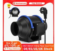 Ventilatore di scarico per canna fumaria 100mm/150mm Estrattore per condotto per tubo in linea a 4 velocità con telecomando Ventilatore per condotto per WC da bagno