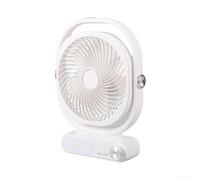 Ventilatore elettrico 3 in 1 alimentato tramite USB per auto e desktop, manopola regolabile con testa oscillante, cinque pale e luce notturna a LED per un raffreddamento silenzioso