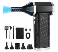 Ventilatore elettrico ad aria compressa, mini ventilatore regolabile a 3 marce, ventilatore Compressed Air Duster Turbo con batteria da 6000 mAh e 5 ugelli, ventola antipolvere per computer, tastiera