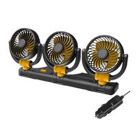 Ventilatore elettrico per auto - 3 teste 12 V 24 V ventilatore portatile per auto, regolabile a 2 velocità, ventola rotante a 360 gradi, per camion, SUV, camper e caldo