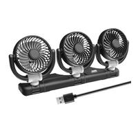 Ventilatore elettrico per auto - 3 teste 12 V 24 V ventilatore portatile per auto, regolabile a 2 velocità, ventola rotante a 360 gradi, per camion, SUV, camper e caldo