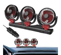 Ventilatore elettrico per auto - 3 teste 12 V 24 V ventilatore portatile per auto, regolabile a 2 velocità, ventola rotante a 360 gradi, per camion, SUV, camper e caldo