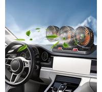 Ventilatore elettrico per auto Riloer 5V / 12V / 24V, ventilatore d'aria portatile a tre teste, ventilatore di circolazione dell'aria di rotazione a 360 °, USB/accendisigari alimentato